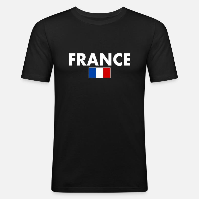 Frankreich - Männer Slim Fit T-Shirt - Schwarz