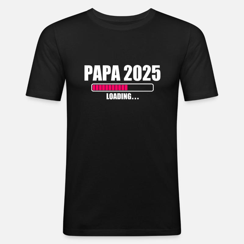 Papa 2025 - Männer Slim Fit T-Shirt - Schwarz