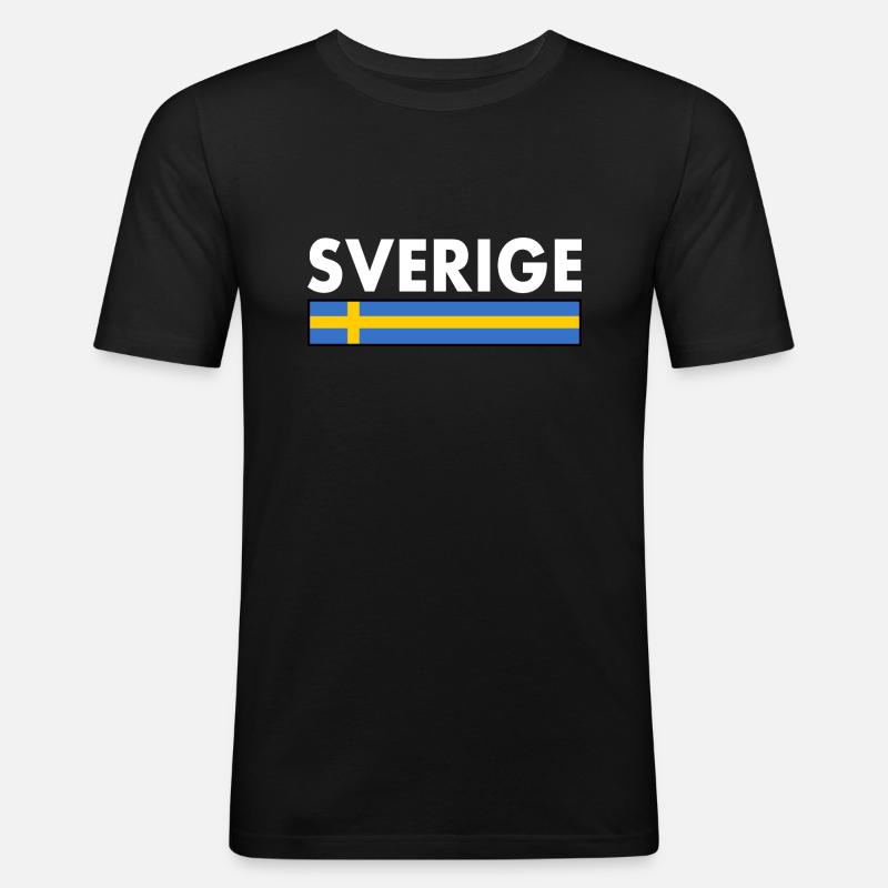 Sverige - Männer Slim Fit T-Shirt - Schwarz