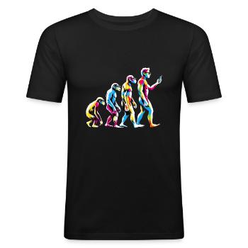 Evolution of Man to Cell Phone Nerd Geek Monkey - Men's Slim Fit T-Shirt - black - Front - Nik (191cm)