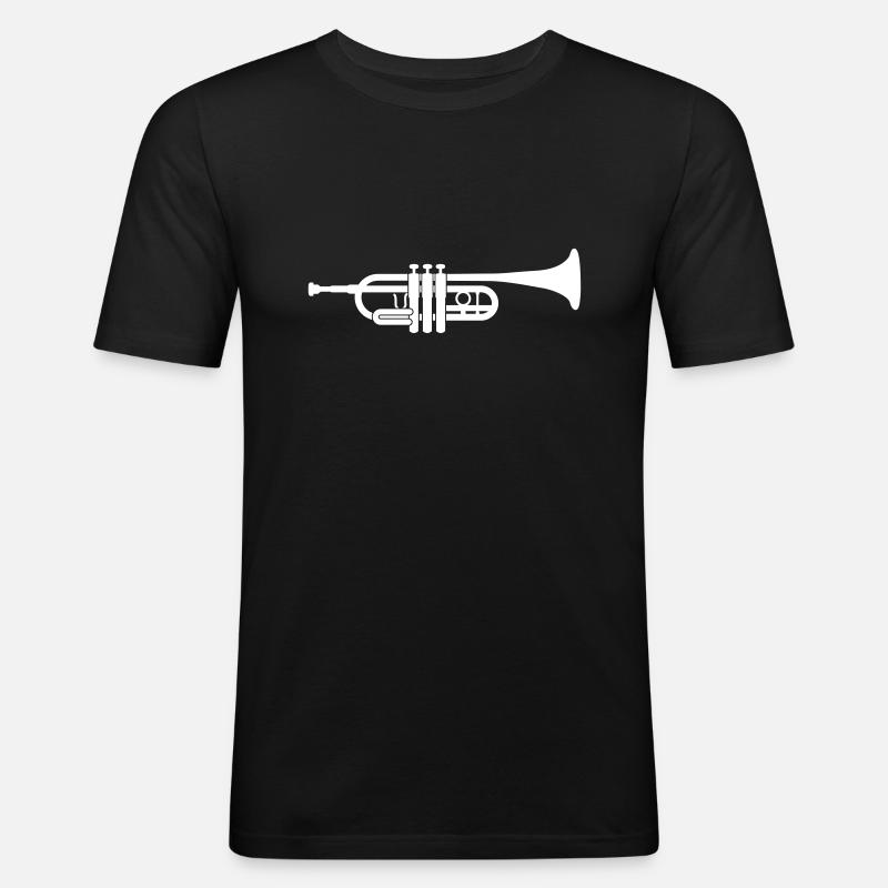 Trompete - Männer Slim Fit T-Shirt - Schwarz