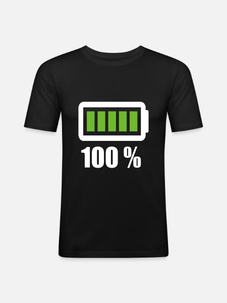 100 % - Männer Slim Fit T-Shirt - Schwarz