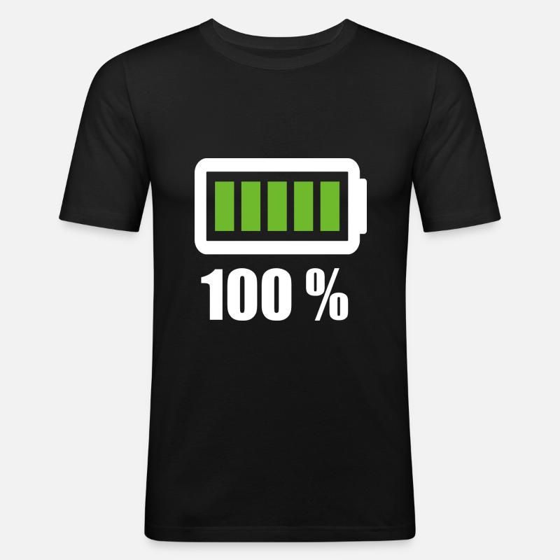 100 % - Männer Slim Fit T-Shirt - Schwarz