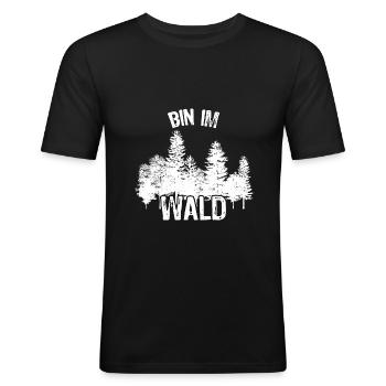 Wald Holz Natur Baum Bäume Jäger Förster Forst - Männer Slim Fit T-Shirt - Schwarz - Vorne - Nik (191cm)