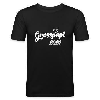 Grosspapi 2024 Befördert zum Grosspapi Opa Schweiz - Männer Slim Fit T-Shirt - Schwarz - Vorne - Nik (191cm)