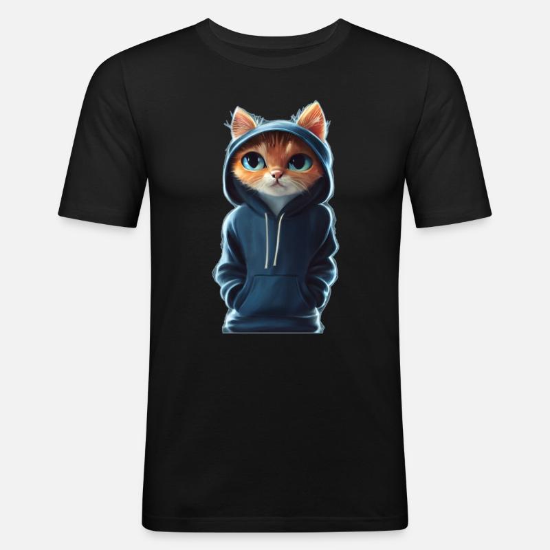 Chat Bucky avec pull - T-shirt près du corps Homme - noir