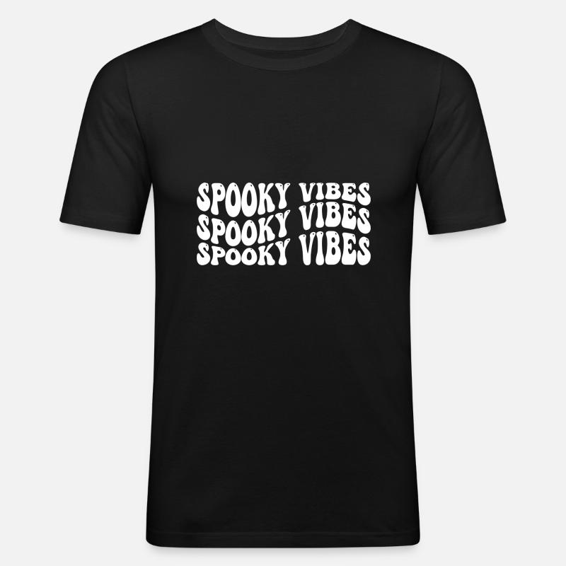 Spooky Vibes - Männer Slim Fit T-Shirt - Schwarz