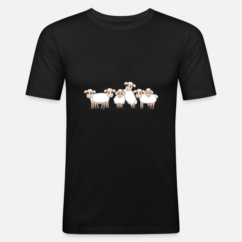 Schäfchen - Männer Slim Fit T-Shirt - Schwarz