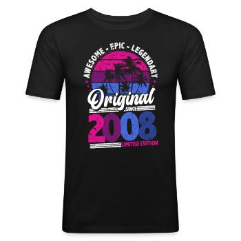 2008 Birthday Perspective - Men's Slim Fit T-Shirt - black - Front - Nik (191cm)