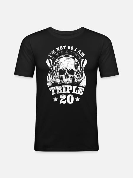Dart Totenkopf - Je n’ai pas 60 ans, je suis Triple 20 ans - T-shirt près du corps Homme - noir