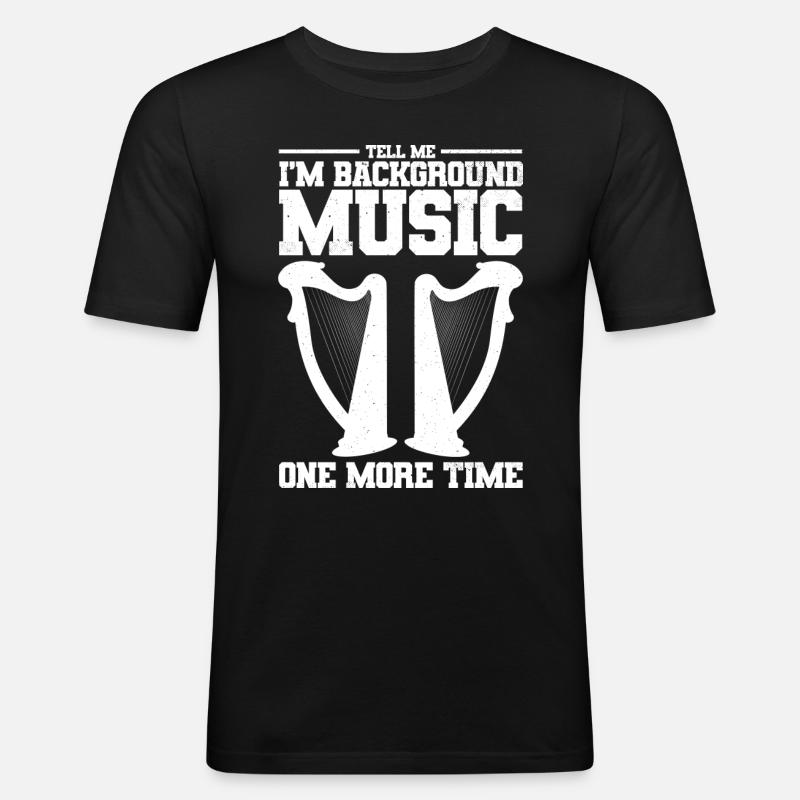 Harfe Musikinstrument - Männer Slim Fit T-Shirt - Schwarz