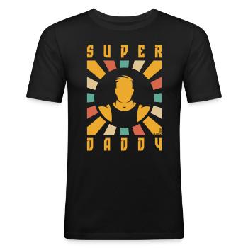 Super Daddy (Papa / Vater / Strahlen / 4C) - Männer Slim Fit T-Shirt - Schwarz - Vorne - Nik (191cm)