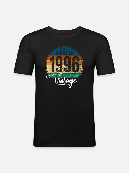 Vintage Gemaakt in 1996 Geboortejaar 1996 Verjaardag - Mannen slim fit T-shirt - zwart