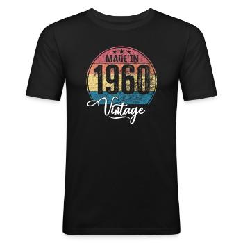 Vintage Made in 1960 Year of birth 1960 Birthday - Men's Slim Fit T-Shirt - black - Front - Nik (191cm)