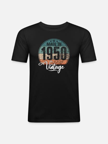 Vintage Made in 1950 Year of birth 1950 Birthday - Men's Slim Fit T-Shirt - black