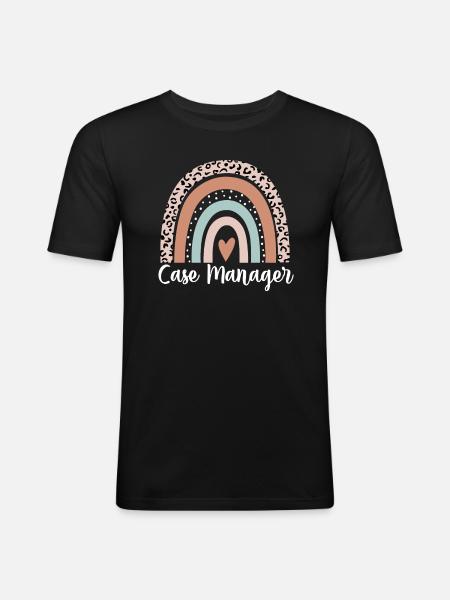 Fallmanager Regenbogenleopard Lustiger Fallmanager - Männer Slim Fit T-Shirt - Schwarz