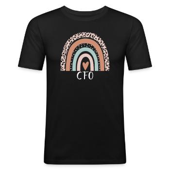 CFO Rainbow Leopard Appréciation drôle du CFO - T-shirt près du corps Homme - noir - Devant - Nik (191cm)