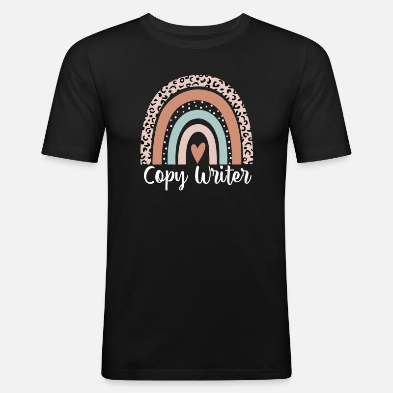 Copywriter Rainbow Leopard Lustiger Texter - Männer Slim Fit T-Shirt - Schwarz