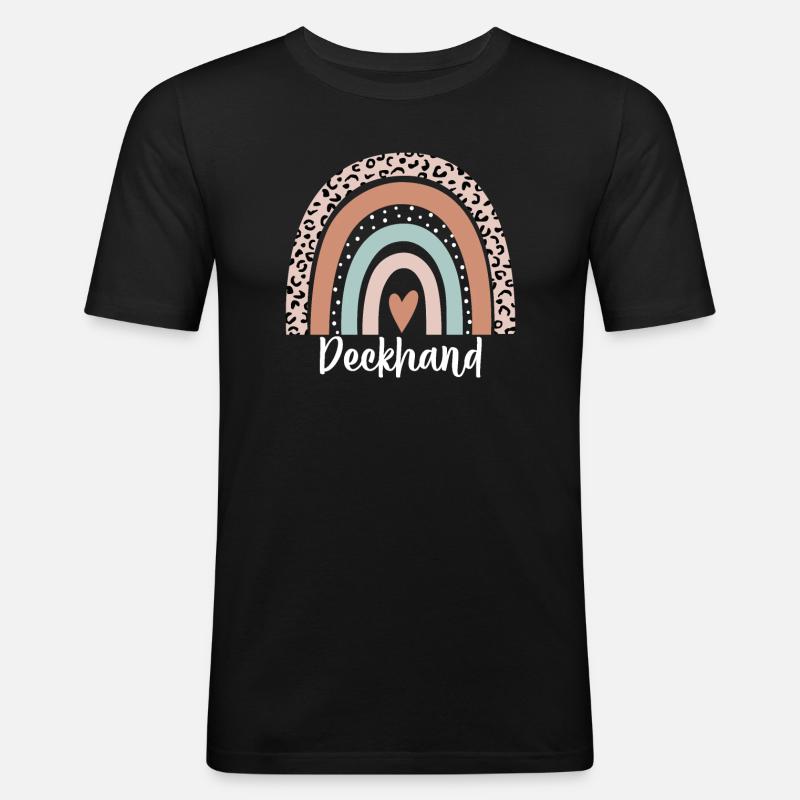 Deckhand Rainbow Leopard Funny Deckhand - Men's Slim Fit T-Shirt - black