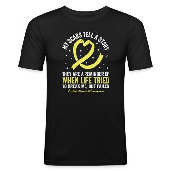 Endometriose Narben: Die Geschichte eines Kampfes - Männer Slim Fit T-Shirt - Schwarz - Vorne - Nik (191cm)