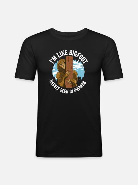 Bigfoot in Crowds: Rarely Seen - Men's Slim Fit T-Shirt - black