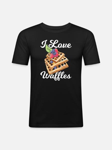 Waffle Love - Belgian Waffle - Men's Slim Fit T-Shirt - black