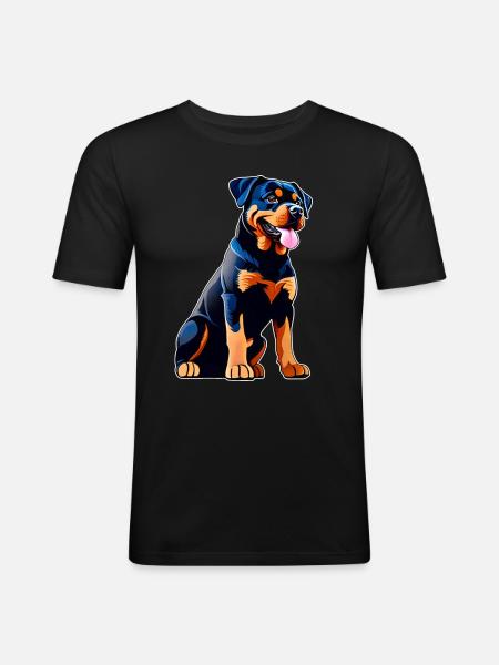 Cute Rottweiler in comic style - Men's Slim Fit T-Shirt - black