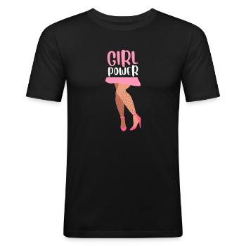 Feminist Anti Shaving Hairy Body - Männer Slim Fit T-Shirt - Schwarz - Vorne - Nik (191cm)