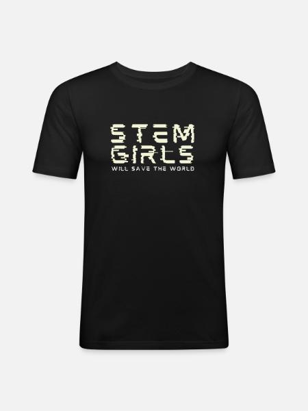 Female Stem Scientist Technology Student, - Men's Slim Fit T-Shirt - black