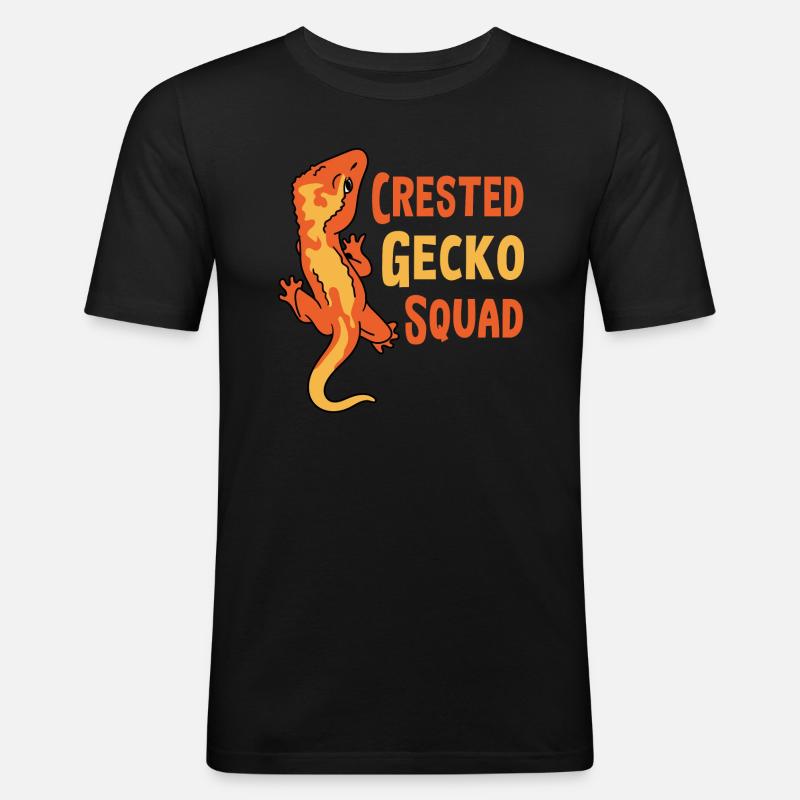 Crested Gecko Squad Nette Reptilien-Echse - Männer Slim Fit T-Shirt - Schwarz