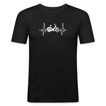 DDR Moped Oldtimer Roller Mofa Scooter 2 Takter - Männer Slim Fit T-Shirt - Schwarz - Vorne - Nik (191cm)