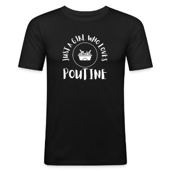 Cheese Curds Gravy Mix Canada Poutine - T-shirt près du corps Homme - noir - Devant - Nik (191cm)