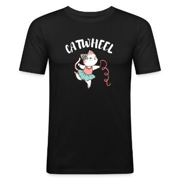Cheerleader Tumbling Acrobat Cartwheel Maman - T-shirt près du corps Homme - noir - Devant - Nik (191cm)