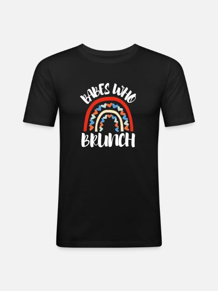 Babes Who Brunch Squat - Men's Slim Fit T-Shirt - black