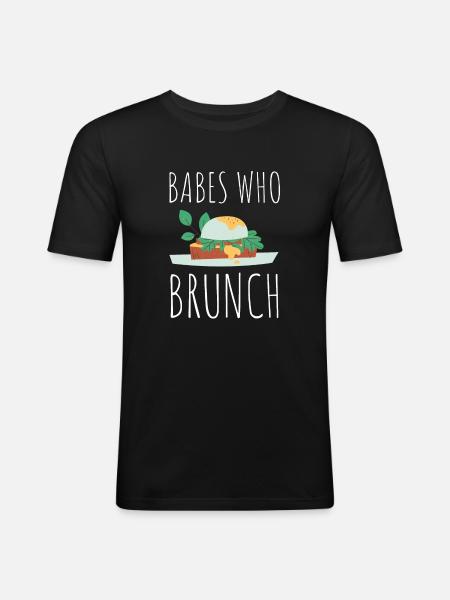 Babes Who Brunch Squat - Men's Slim Fit T-Shirt - black