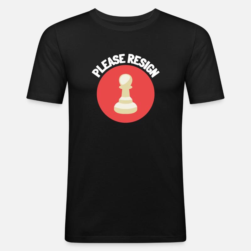 Chess Please Resign - Männer Slim Fit T-Shirt - Schwarz