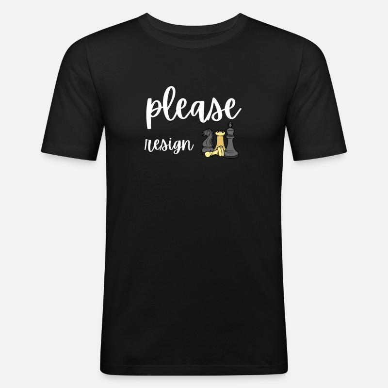 Chess Please Resign - Männer Slim Fit T-Shirt - Schwarz