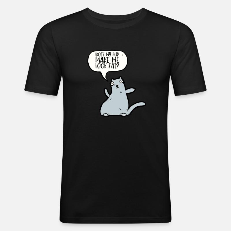 Fat Cat Obesity - Männer Slim Fit T-Shirt - Schwarz