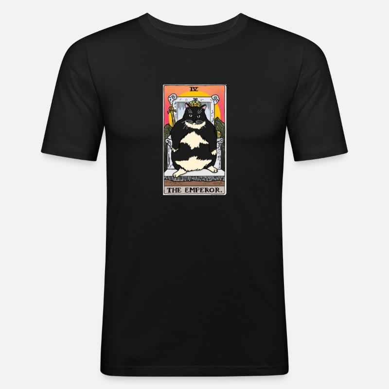 Fat Cat Obesity - Männer Slim Fit T-Shirt - Schwarz