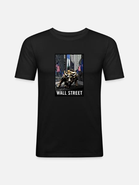 NY Stock Exchange Bull - Men's Slim Fit T-Shirt - black