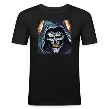 Evil Grinning Horror Skull - Men's Slim Fit T-Shirt - black - Front - Nik (191cm)