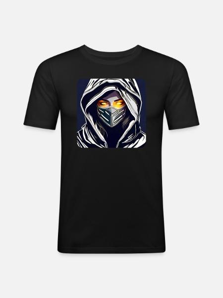 Cool Anonymous Cyberpunk Girl - Men's Slim Fit T-Shirt - black