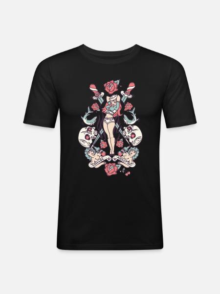 OLD TATTOO - T-shirt près du corps Homme - noir