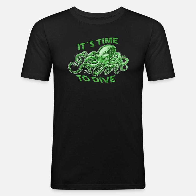 Time to dive - Männer Slim Fit T-Shirt - Schwarz