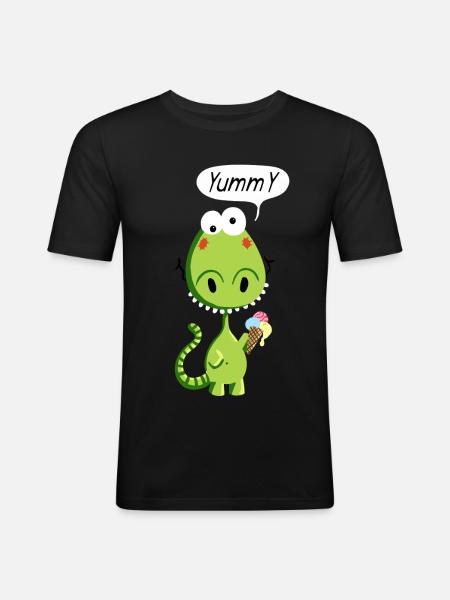 Yummy Drache - Männer Slim Fit T-Shirt - Schwarz