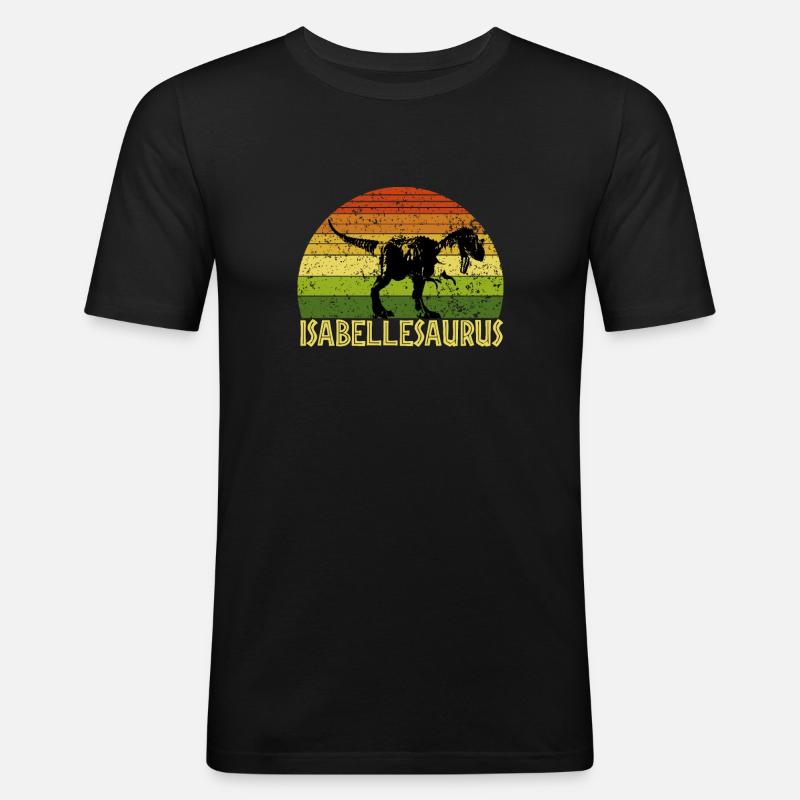 Isabellesaurus Isabelle saurus dinosaur - Männer Slim Fit T-Shirt - Schwarz