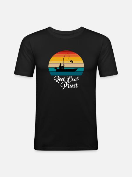 Hjul Cool Priest Fiskegaver - Herre Slim Fit T-Shirt - sort