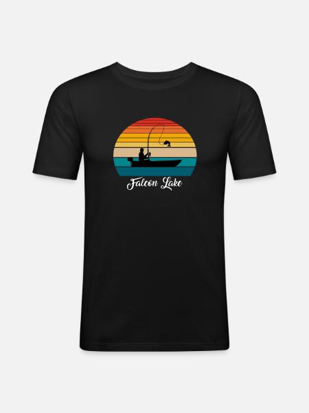 Falcon Lake Fishing Spot - Men's Slim Fit T-Shirt - black