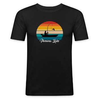 Pomona Lake Fishing Spot - Men's Slim Fit T-Shirt - black - Front - Nik (191cm)