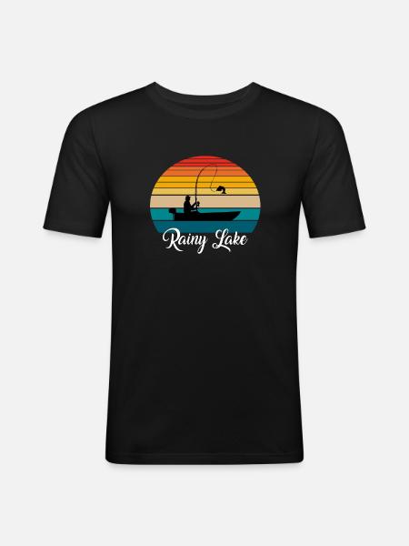 Rainy Lake Fishing Spot - Men's Slim Fit T-Shirt - black